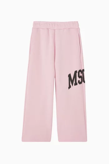 Logo Print Wide-leg Track Pants in Cotton