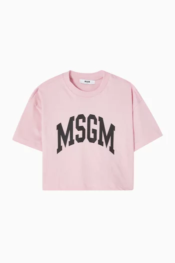 Logo Cropped T-shirt in Cotton