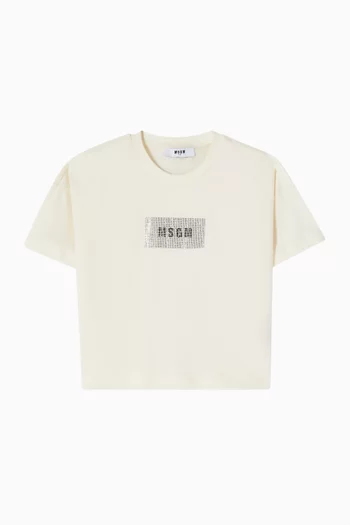Logo Rhinestone T-shirt in Cotton