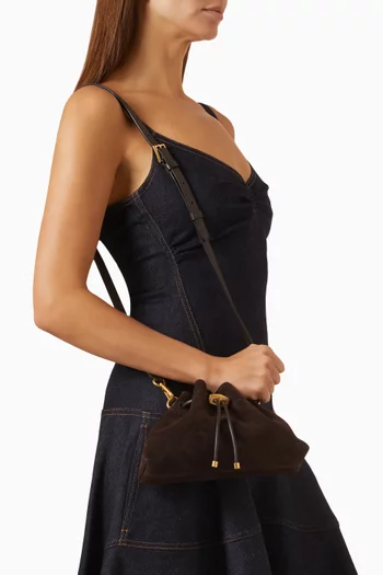 Small Cinch Shoulder Bag in Suede