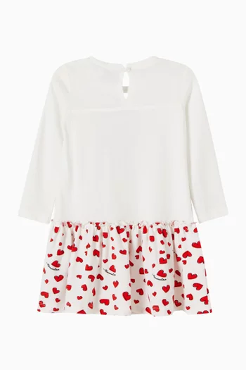 Heart & Rhinestone Bow Dress in Cotton
