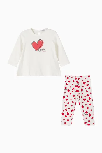 Heart-print Top & Leggings Set