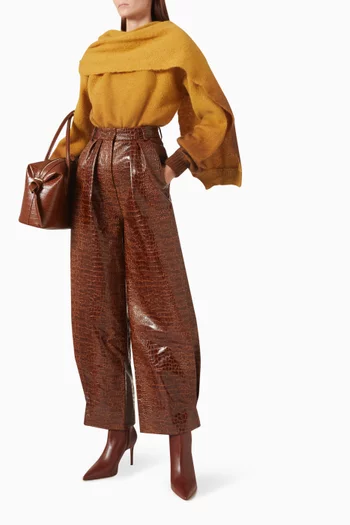 Croco Carrot Pants in Eco Leather