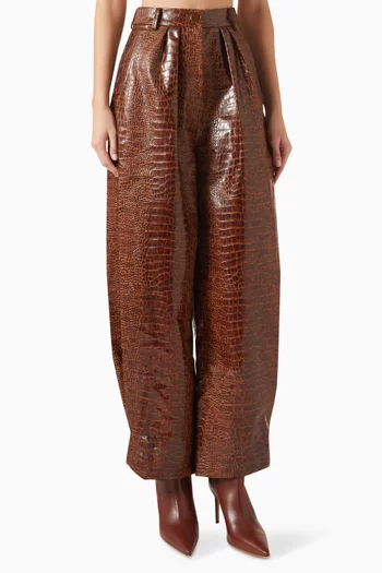 Croco Carrot Pants in Eco Leather