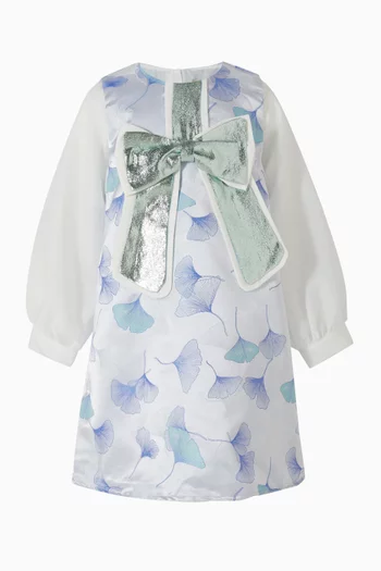 Gilded Bow Shift Dress in Jacquard