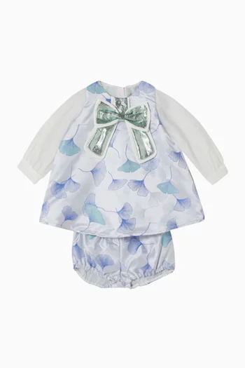 Gilded Bow Dress & Bloomers in Jacquard