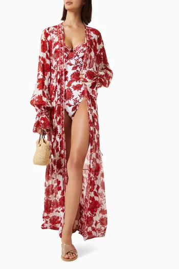 Clementine Floral-print Beach Cover-up