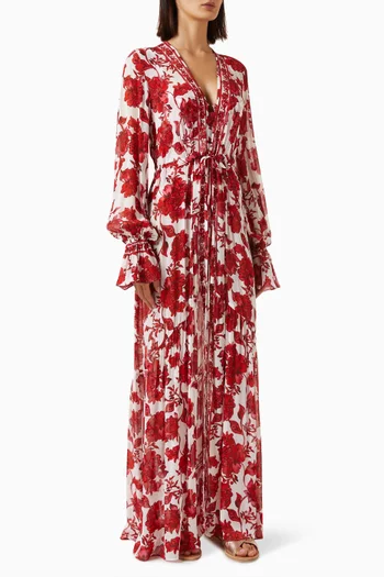 Clementine Floral-print Beach Cover-up