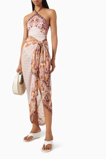 Maya Scarf-print Wrap Pareo in Viscose