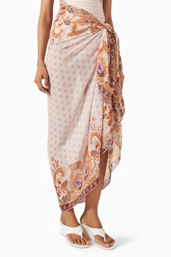 Maya Scarf-print Wrap Pareo in Viscose