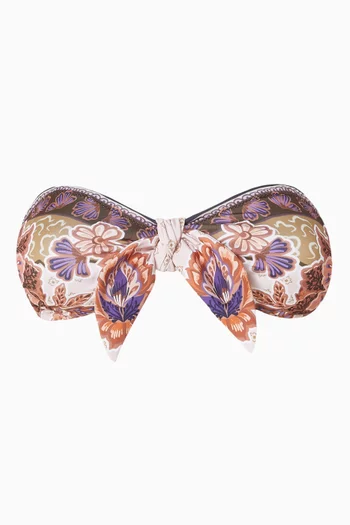 Savannah Scarf-print Bandeau Bikini Top