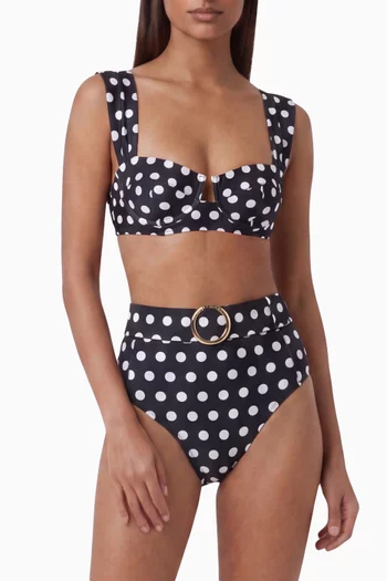 Ines Polka-dot High-waist Bikini Briefs