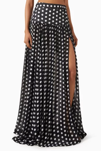 Jaimee Polka-dot Maxi Skirt in Viscose