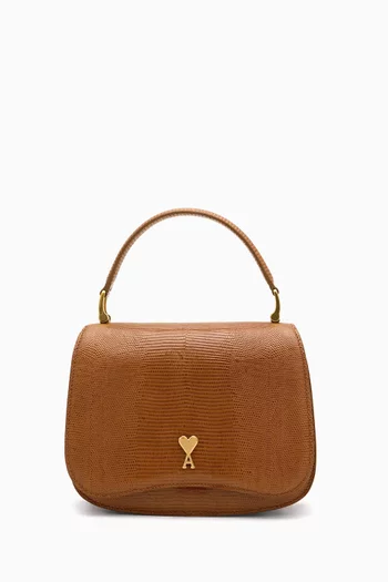 Small Paris Paris Top-handle Bag in Lizard-embossed Leather