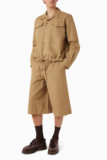 Bermuda Shorts in Cotton & Linen Canvas