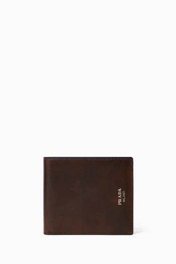 Logo Wallet in Antiqued Leather