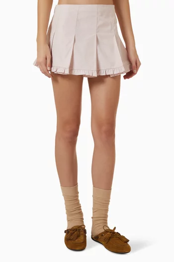 Pleated Mini Skirt in Cotton Poplin
