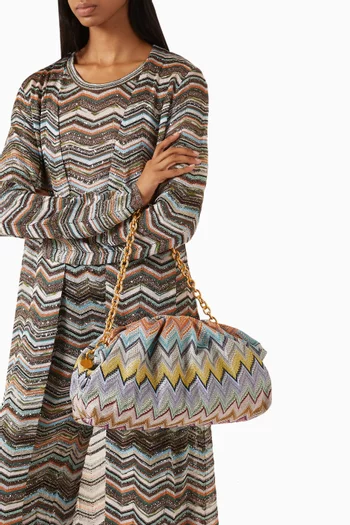 Large Raschel Zigzag Pouch in Lamé