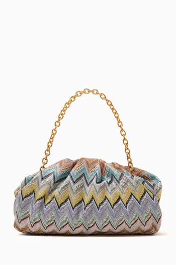 Large Raschel Zigzag Pouch in Lamé