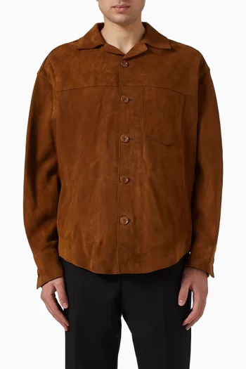 Buttoned Overshirt in Suede Leather