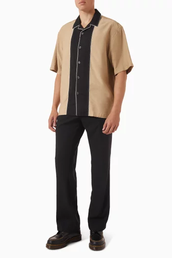 Boxy Bicolour Shirt in Viscose Twill