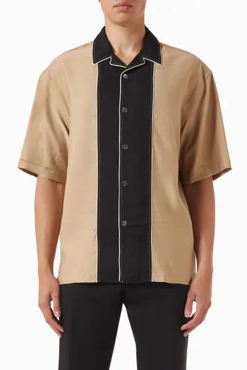 Boxy Bicolour Shirt in Viscose Twill