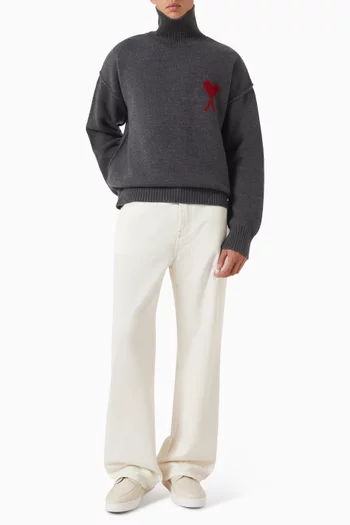Funnel Neck Ami de Coeur Sweater in Wool