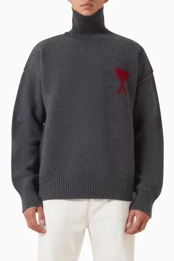Funnel Neck Ami de Coeur Sweater in Wool
