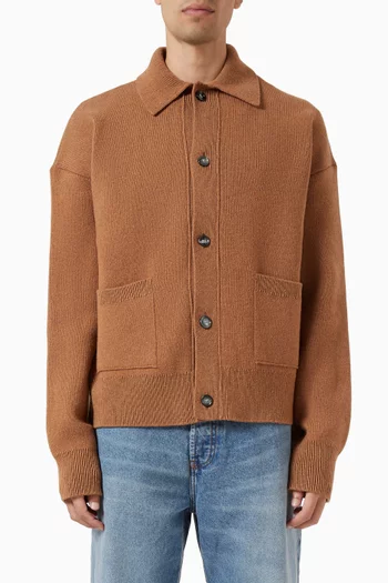 Shirt Collar Cardigan in Wool