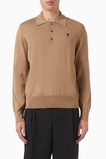 Contrast Logo Polo Sweater in Knit