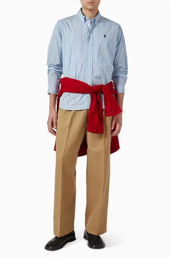 Carrot-fit Pants in Cotton & Linen Canvas