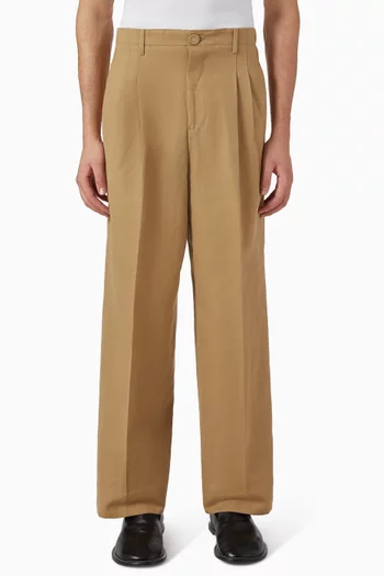 Carrot-fit Pants in Cotton & Linen Canvas