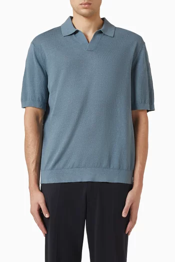 Polo T-shirt in Linen-knit