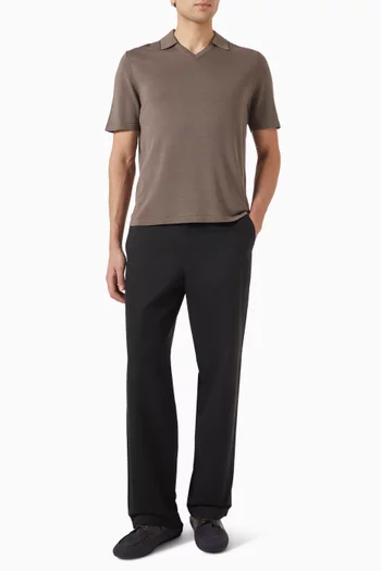 Contrast-tip Polo T-shirt in Silk-cotton