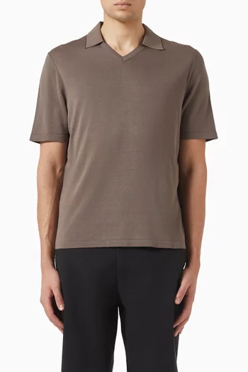 Contrast-tip Polo T-shirt in Silk-cotton
