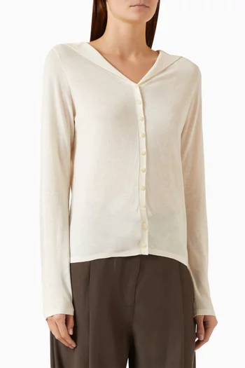 Sailor-collar Knitted Shirt in Cotton-silk