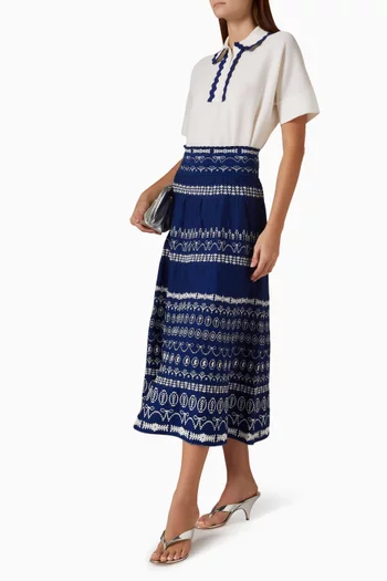 Faience Jacquard Midi Skirt in Knit