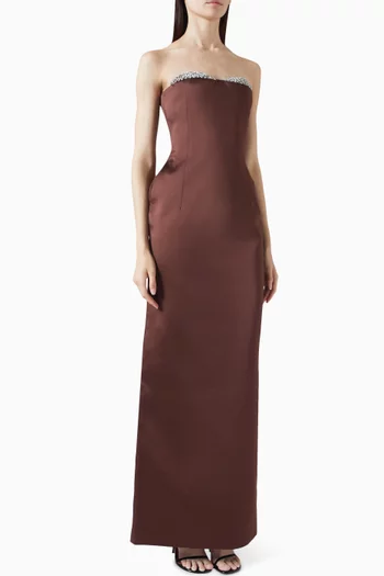 Noelie Embellished Strapless Dress in Satin