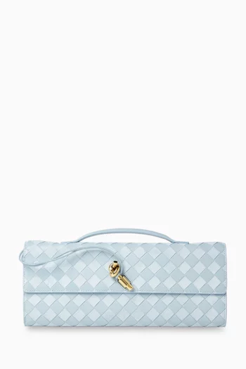 Andiamo Clutch in Intrecciato Leather & Suede