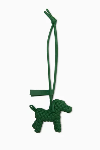 Dog Charm in Intreccio Leather