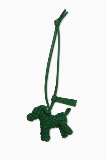 Dog Charm in Intreccio Leather