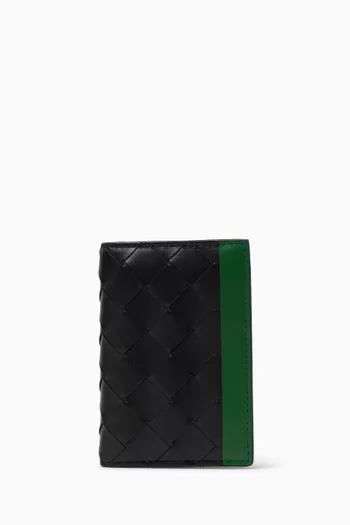 Flap Card Case in Intrecciato Calfskin
