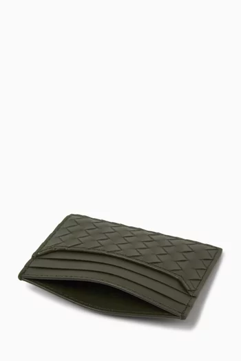 Piccolo Horizontal Card Case in Intrecciato Leather
