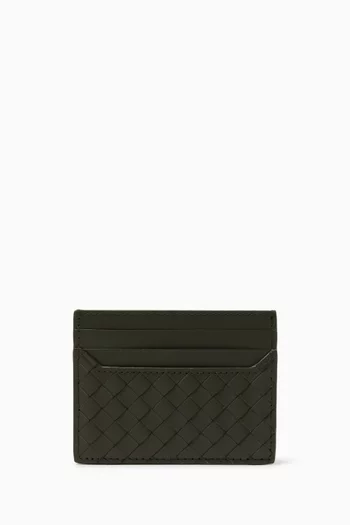 Piccolo Horizontal Card Case in Intrecciato Leather