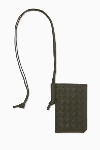 Piccolo Badge Holder in Intrecciato Leather