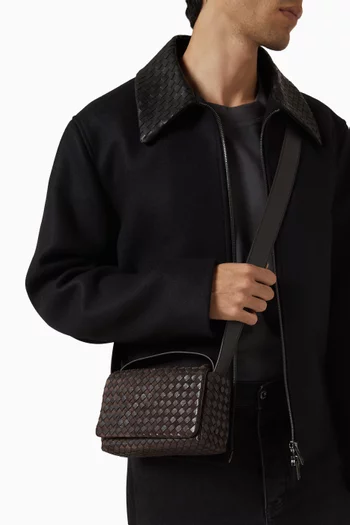 Mini Flap Bag in Intrecciato Leather