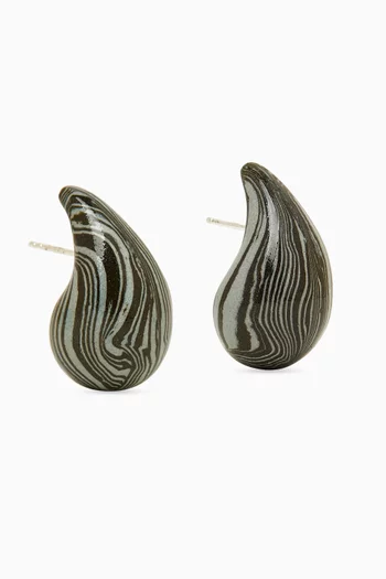 Small Drop Earrings in Ceramic & Silver