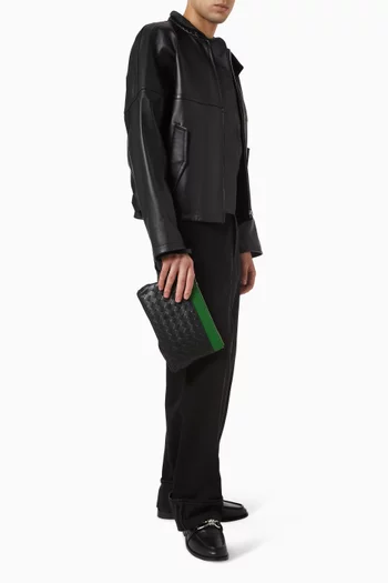 Prism Pouch in Intrecciato Leather
