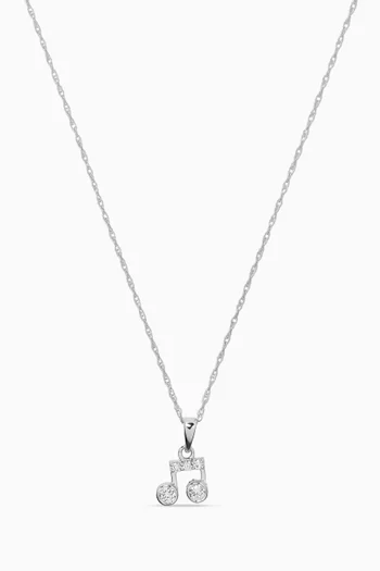 Beamed Musical Note Diamond Necklace in 18kt White Gold