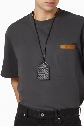 Key Holder Necklace in Intrecciato Leather